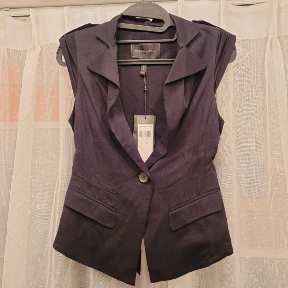 BCBG Maxazaria Black Vest Size XXS NWT
